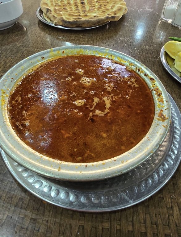 Beyran with bread and lemon at Beyranci Ali in Gaziantep