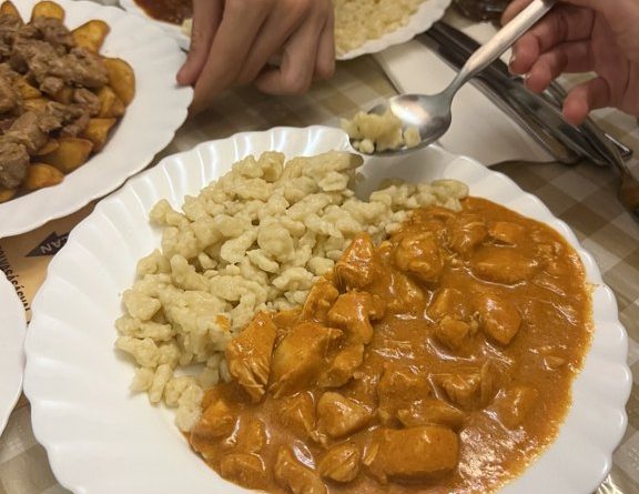 Chicken paprikash with nokedli at Frici Papa