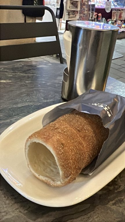 Our cinnamon-and-sugar chimney cake at Pichler
