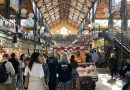 Food stalls beneath the roof of Budapest Central Market Hall