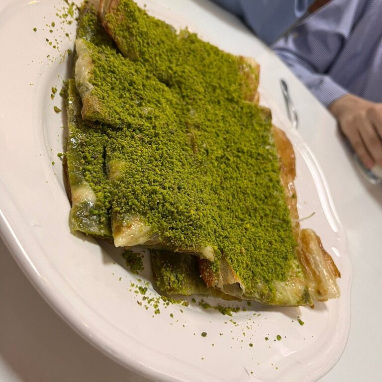 Pistachio katmer at Katmerci Murat in Gaziantep